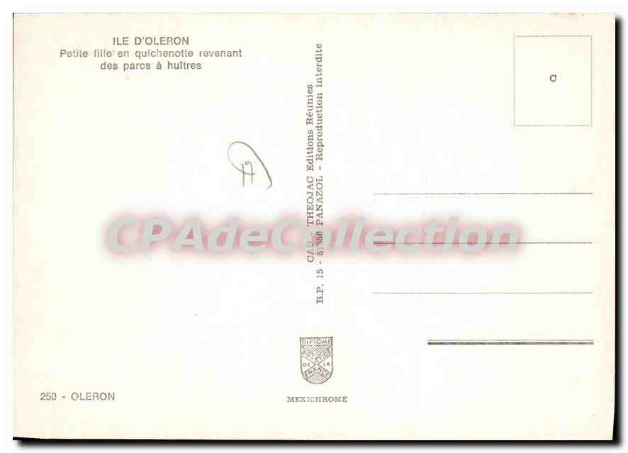 Petite fille en quichenolette revenant des parcs à huîtres — Ile d'Oleron — Éditions Panazol — Rückseite