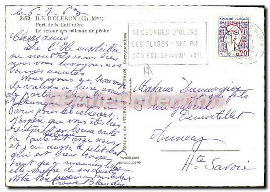 Phare de la Cottinière — Port de pêche — Édition de l'Europ — Verso