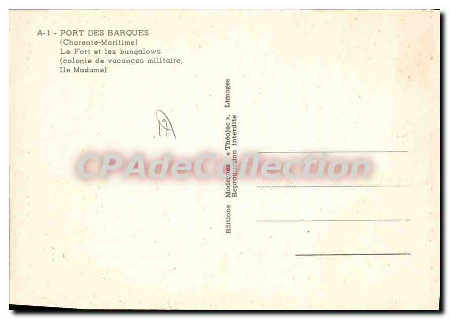 Port des Barques — Le Fort et les bungalows (colonie de vacances militaire, Île Madame) — Editions « Théojec » — Reverso