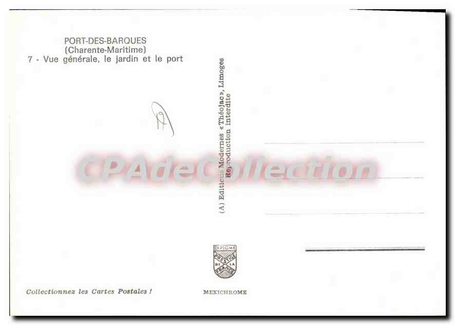 Port des Barques — Souvenir — Éditions Modernes ThéoJAC, Limoges — Verso