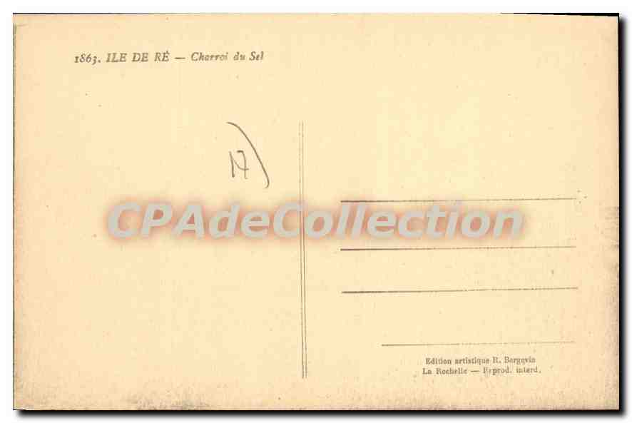 Ile de Ré — Charroi du Sel — Édition artistique H. Sorguvin — Rückseite