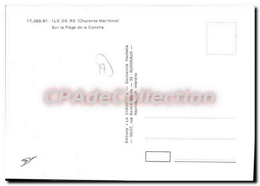 La Conche — Ile de Ré (Charente-Maritime) — Éditions La Cigogne — Verso