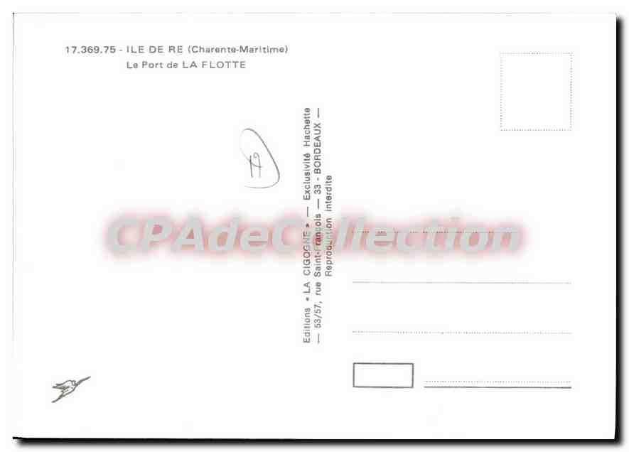 Le Port de La Flotte — Ile de Ré (Charente-Maritime) — Éditions La Cigogne — Verso