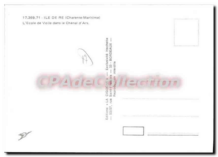 CPSM Ile De Re L'Ecole De Voile Dans Le Chenal D'Ars — Back