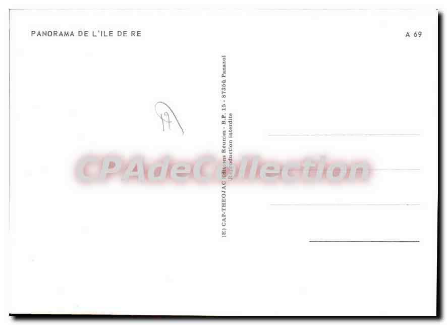 Panorama de l'Île de Ré — Éditeur Panazol, n° A 69 — Reverso