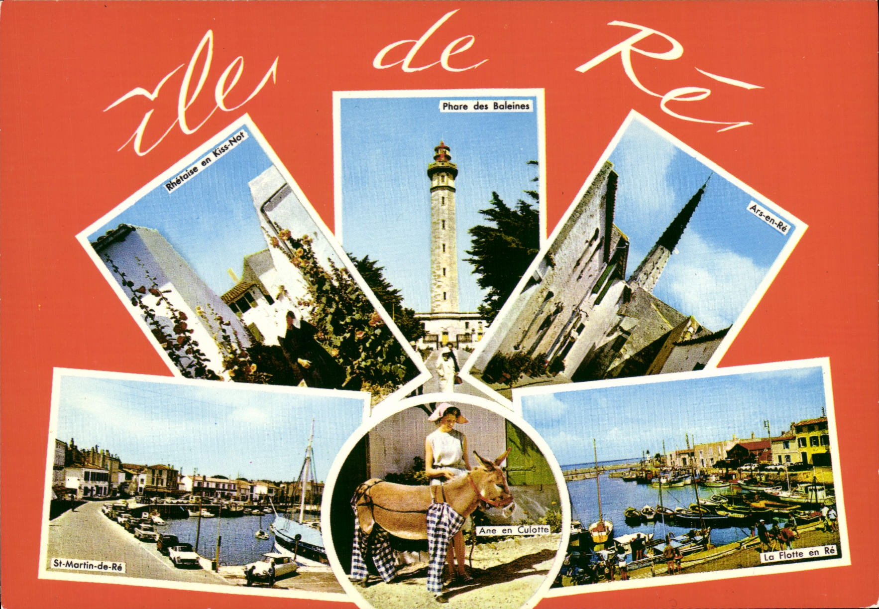 Île de Ré — Vue panoramique avec phare, ports et village — Éditeur CAP-THEOJAC, n° 1619