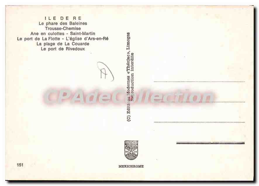 CPSM I'Ile De Re Le Phare Des Baleines Trousse Chemise — Back