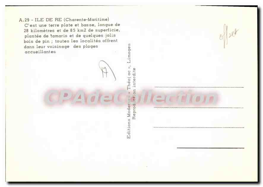 CPSM I'Ile De Re C'Est Une Terre Plate Et Basse — Back