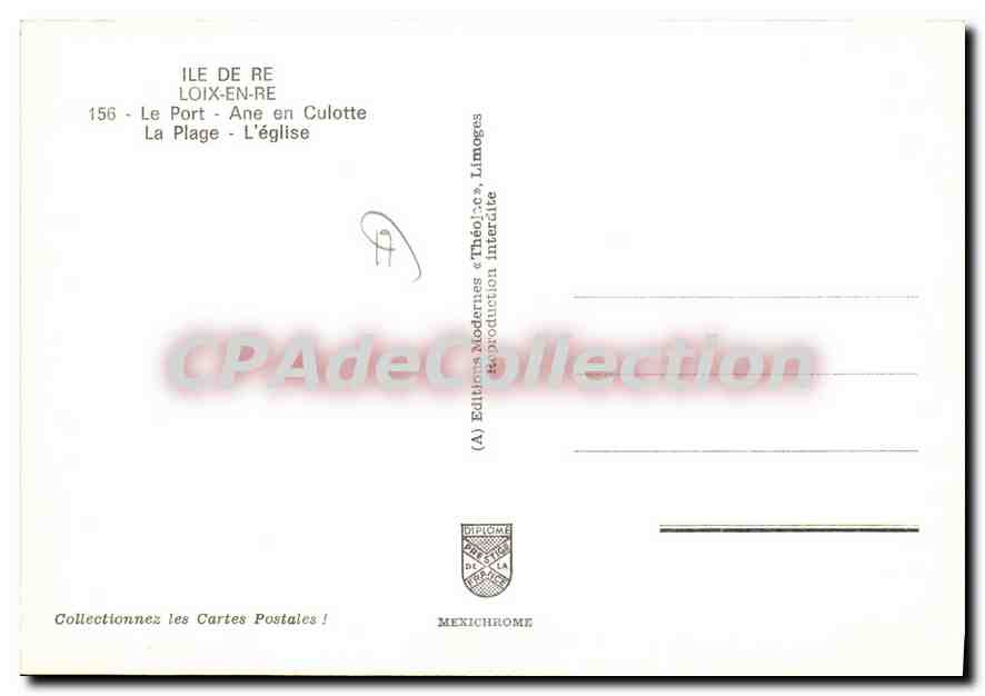 CPSM I'Ile De Re Loix En Re Le Port Ane En Culotte — Back