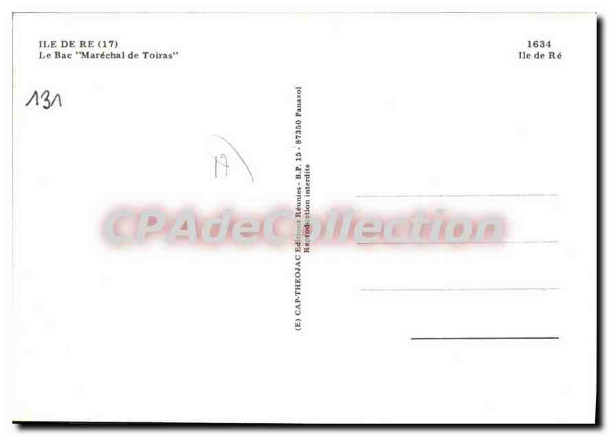 CPSM Ile De Re Le Bac Marechal De Toiras — Back