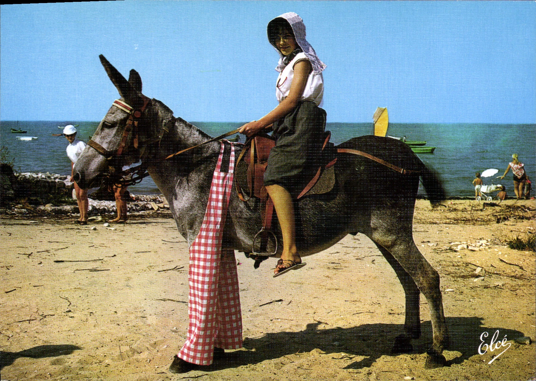 Jeune fille sur un âne — Ile de Ré — Éditeur Elcé, n° 584