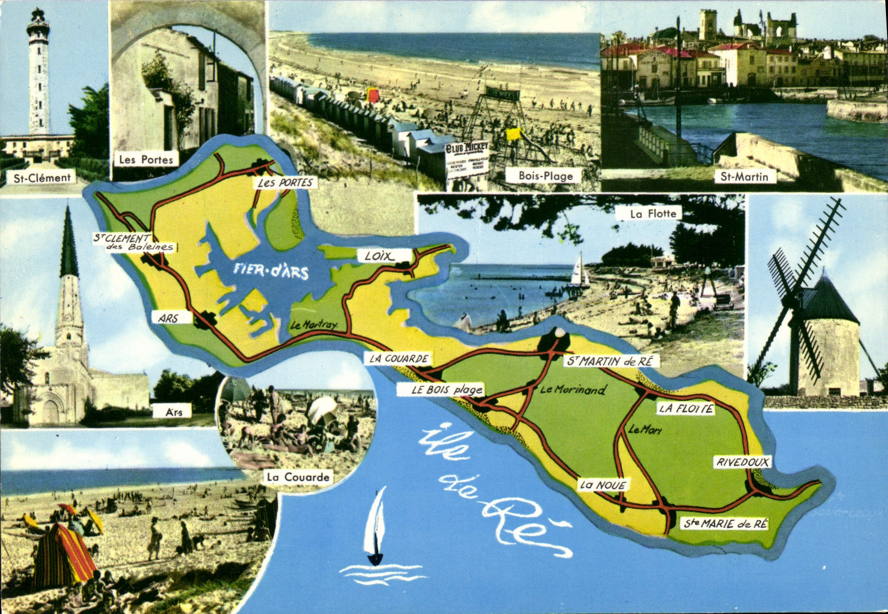 Île de Ré — Carte postale touristique avec vue de lieux emblématiques — Édition CAPTHE-MAV, n° 1844