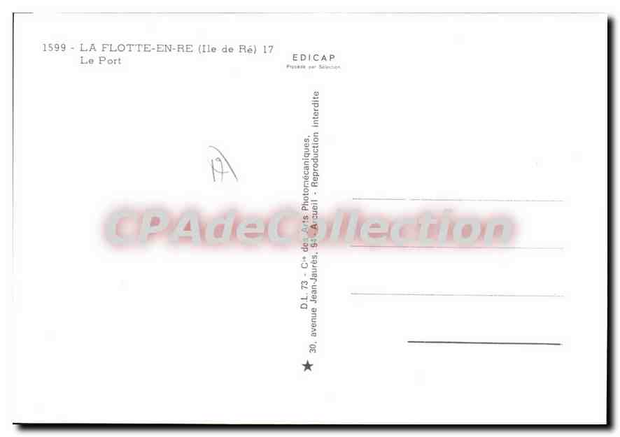 Le Port — La Flotte-en-Ré (Ile de Ré) — Éditeur EDICAP — Verso