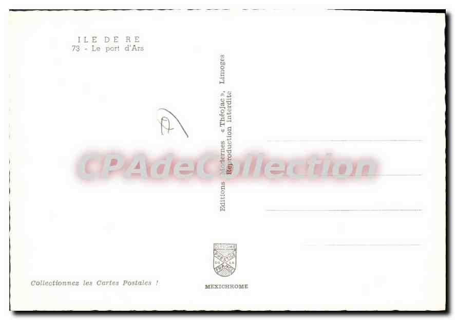 CPSM Ile De Re Le Port D'Ars — Back