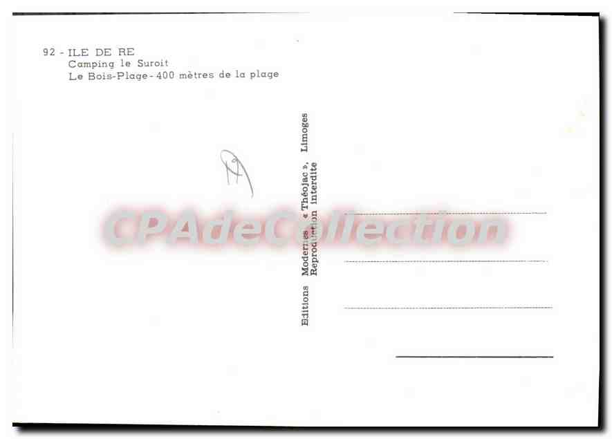 CPSM Ile De Re Camping Le Suroit Le Bois Plage — Back