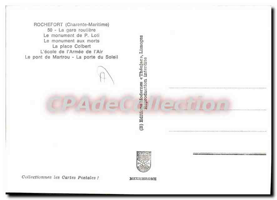 Rochefort-sur-Mer — en Charente-Maritime — Éditions Théo Jac — Verso