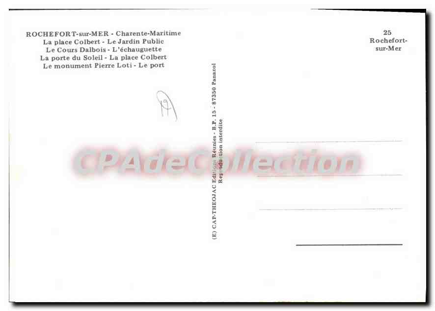 CPSM Rochefort Sur Mer La Place Colbert Le Jardin Public — Verso