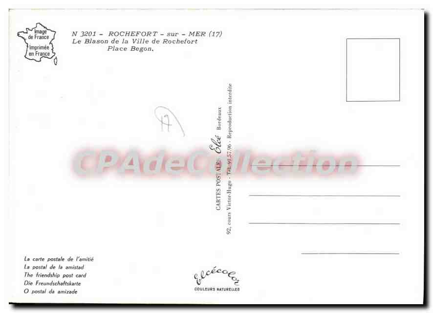 CPSM Rochefort Sur Mer Le Blason De La Ville place begon — Verso