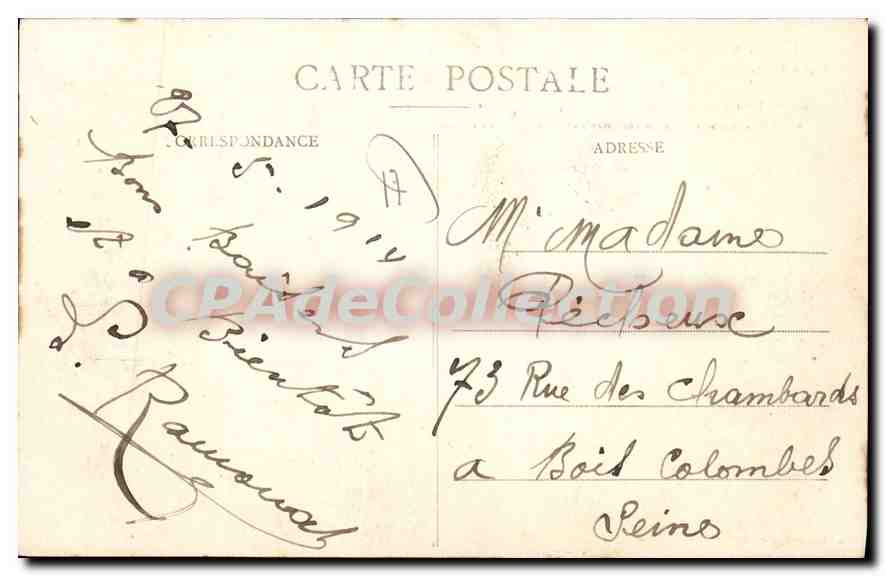 La Rochelle - L'entrée du Port de Pêche — A gauche, la Tour de la Chaine ; à droite, la Tour St Nicolas (XIIIe siècle) — A. Hounard, La Rochelle — Verso