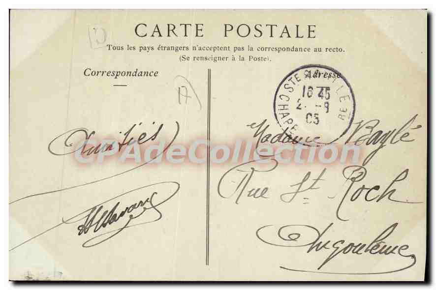 CPA La Rochelle L'Hotel Des Postes — Rückseite