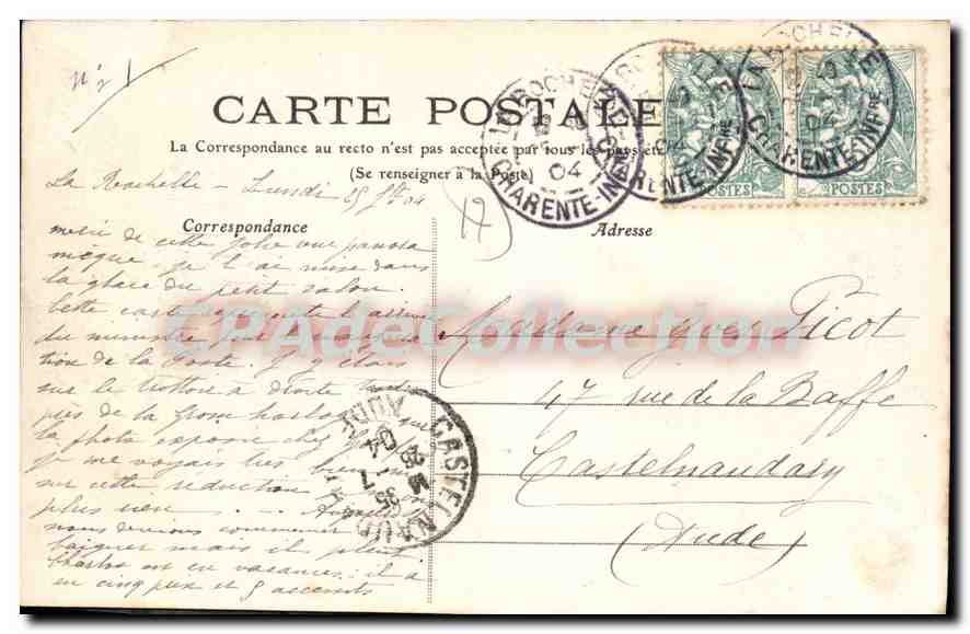 CPA La Rochelle Place Duperre — Rückseite