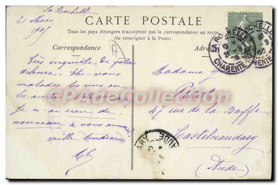 La Rochelle — L'Hôtel des Postes — Collections ND. Phot. n°105 — Rückseite