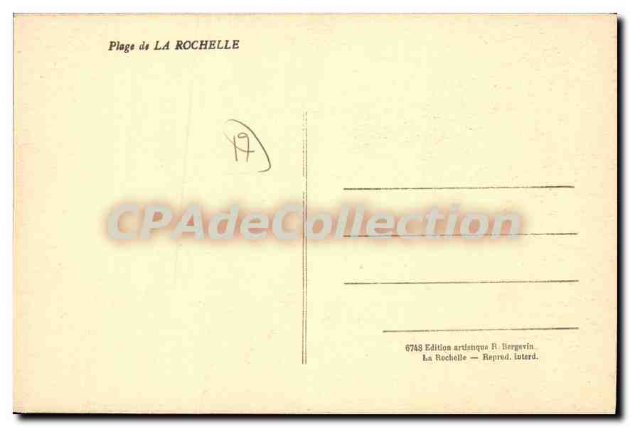 Plage de La Rochelle — Édition artistique H. Bergevin, n° 6748 — Verso