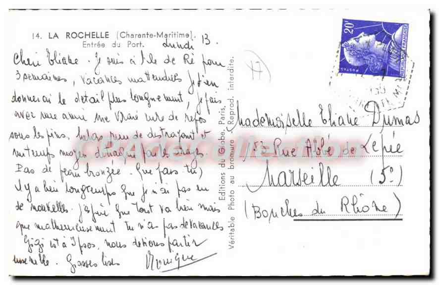 La Rochelle — Entrée du Port — Éditions du Globe, Paris, n°14 — Reverso