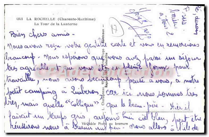 La Tour de la Lanterne — Rochelle (Charente-Maritime) — Éditeur Elcée, n° LR3614 — Verso