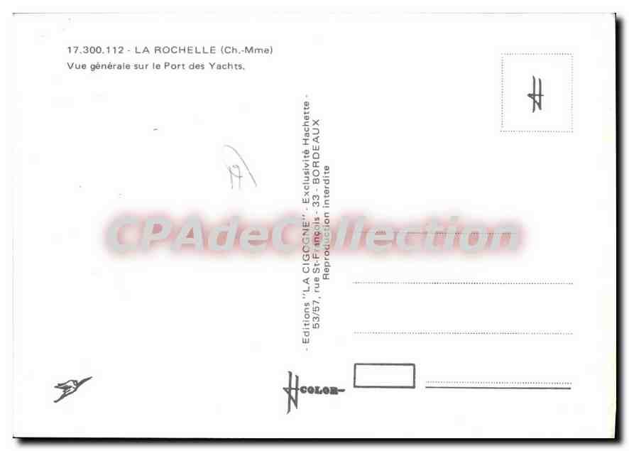 CPSM La Rochelle Vue Generale Sur Le Port Des Yachts — Verso