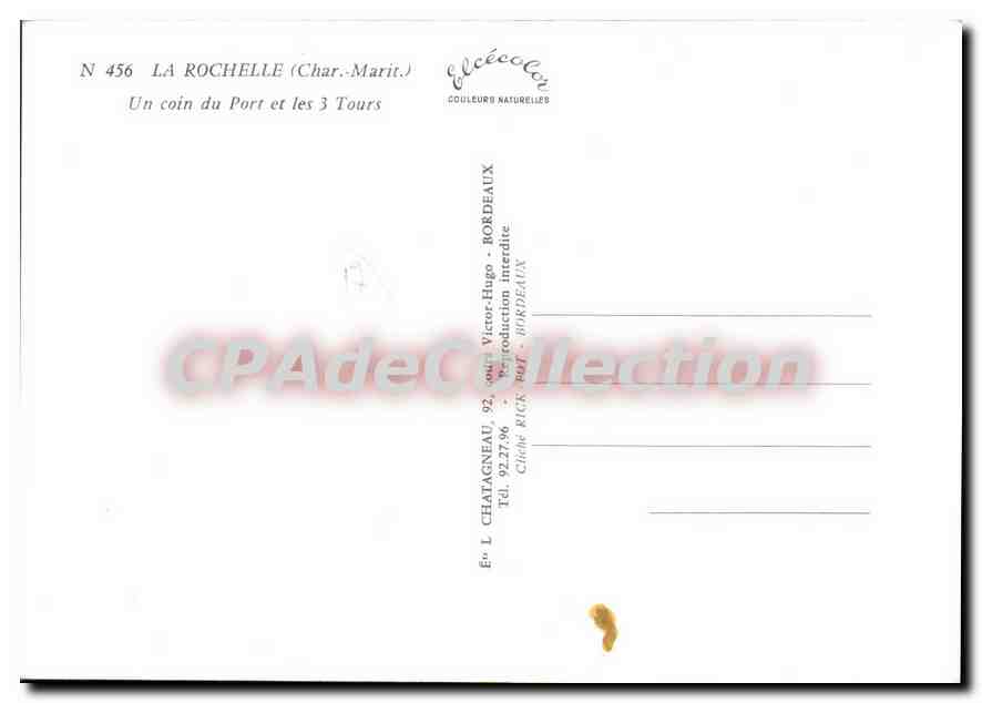 CPSM La Rochelle Un Coin Du Port Et Les 3 Tours — Verso