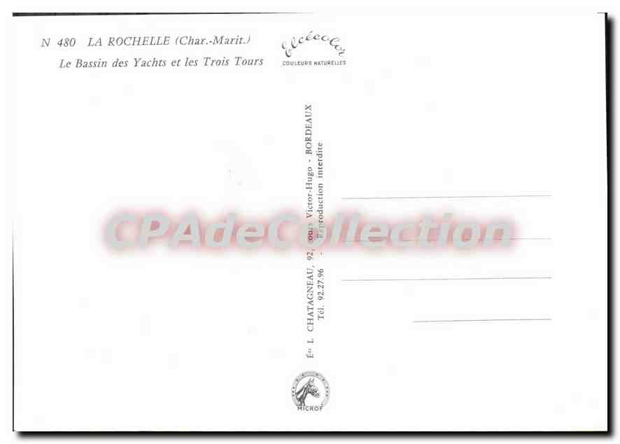 CPSM La Rochelle Le Bassin Des Yachts Et Les Trois Tours — Verso