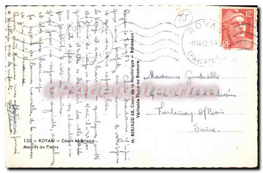 Royan — Cours Albrion — Mastifs de Fleurs — M. Berjaud — Verso