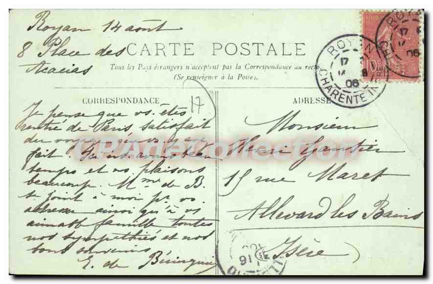 Royan — La Plage et le Casino de Foncillon — L.L. n°57 — Verso
