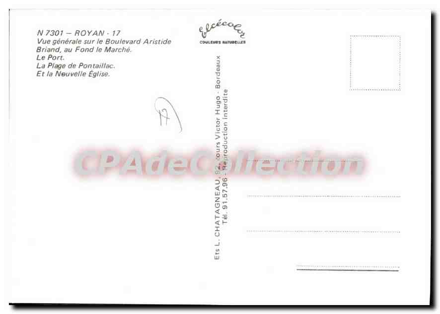 Royaan — Souvenir de Royan — Éditeur Élécoeur, n° 7301 — Rückseite