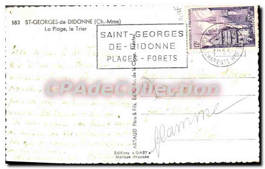 La Plage, Saint-Georges-de-Diddonne — vue de la promenade — Éditions Gaby, n°183 — Verso