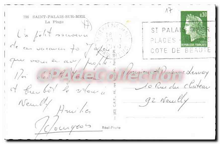Saint-Palais-sur-Mer — La Plage — Réal-Photo, n°736 — Verso
