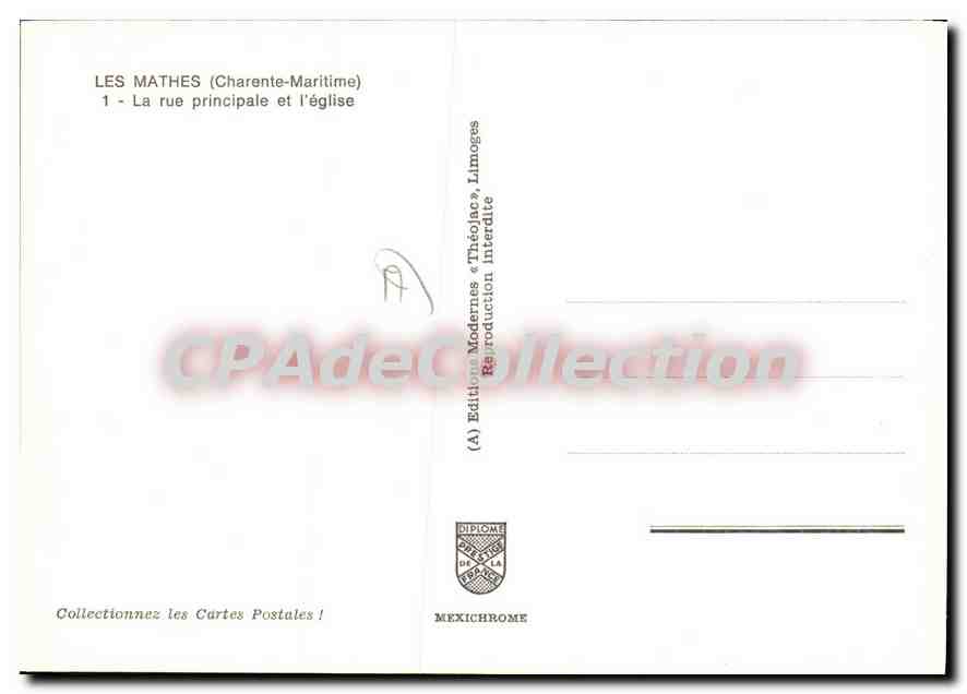 CPSM Les Mathes La Rue Principale Et I'Eglise — Back