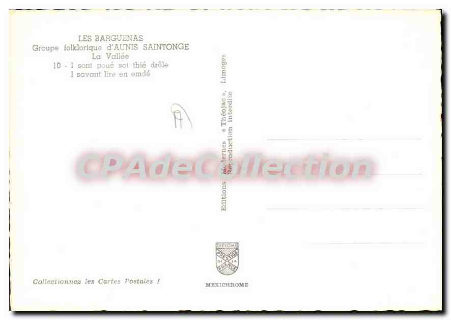 CPSM Les Barguenas Groupe Folkorique D'Aunis Saintonge La Valle — Back