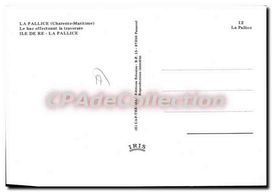 La Pallice (Charente-Maritime) — Le bac effectuant la traversée — IRIS, n°12 — Verso