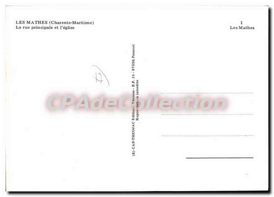 CPSM Les Mathes La Rue Principale Et I'Eglise — Back