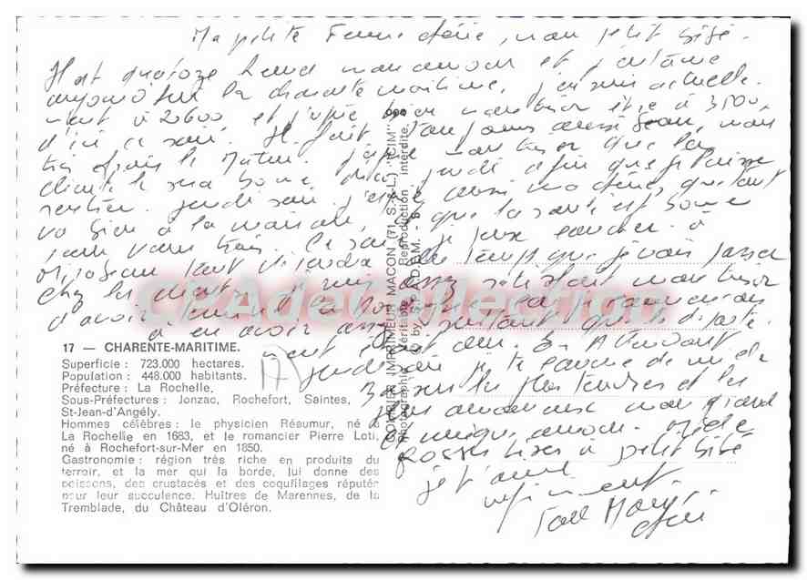 Charente-Maritime — carte postale touristique avec carte et photos de lieux — éditeur non identifié — Reverso