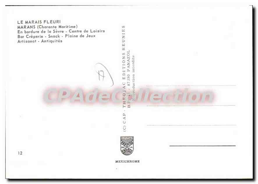 Le Marais Fleuri — Marans (Charente Maritime) — CAP THEO AC EDITIONS PANAZOL — Back