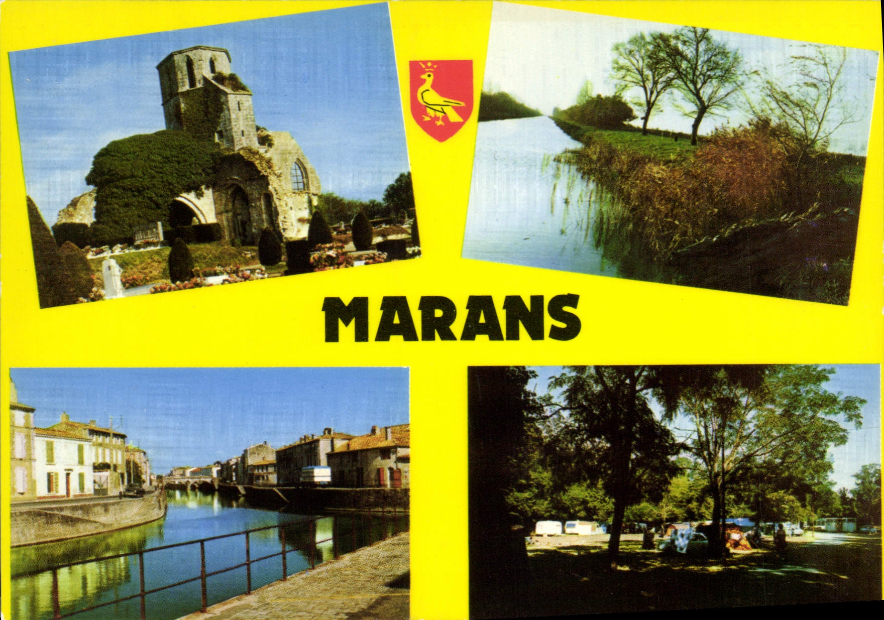 CPSM Marans Ruines De I'Ancienne Eglise Les Bords Du Canal Le Canal Le Camping
