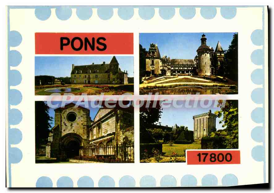 CPSM Pons L'Hotel De Ville L'Ancienne Chapelle St Gilles château d'usson