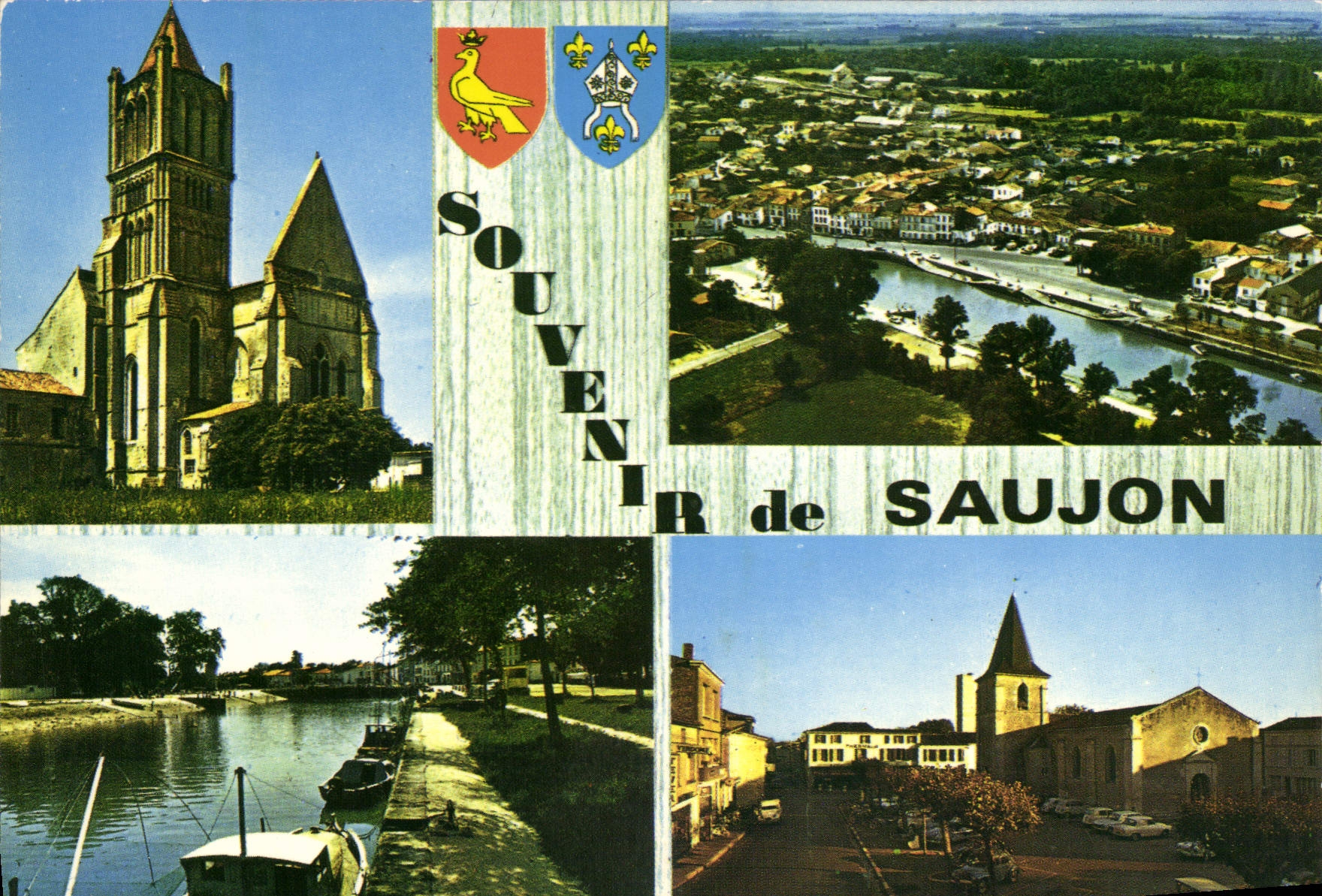 CPSM Saujon L'Eglise Vue Generale Le Port La Place