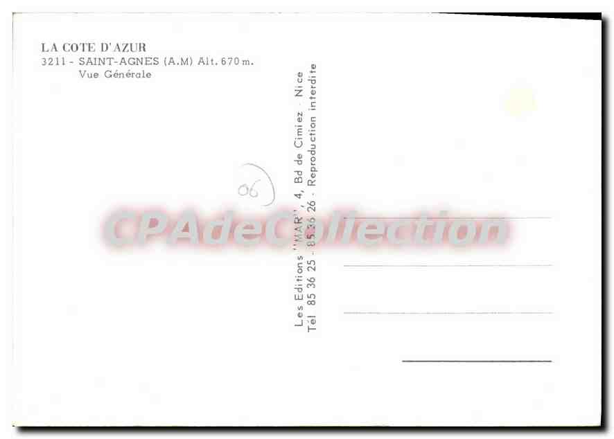 CPSM Saint Agnes Vue Generale — Verso