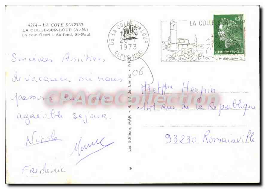 La Colle-sur-Loup — Un coin fleuri - Au fond, St-Paul — Les Editions MAR — Reverso