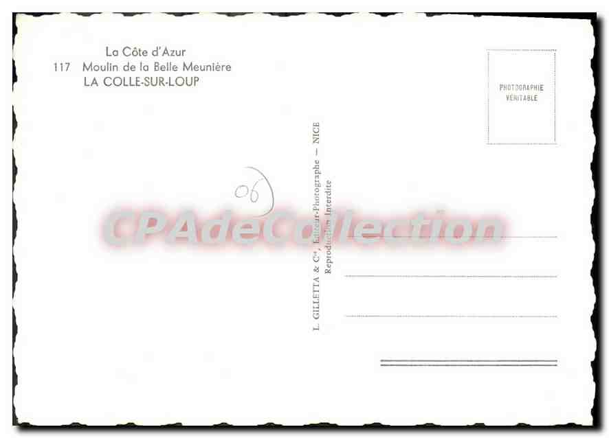 CPSM La Colle Sur Loup Moulin De La Belle Meuniere — Verso