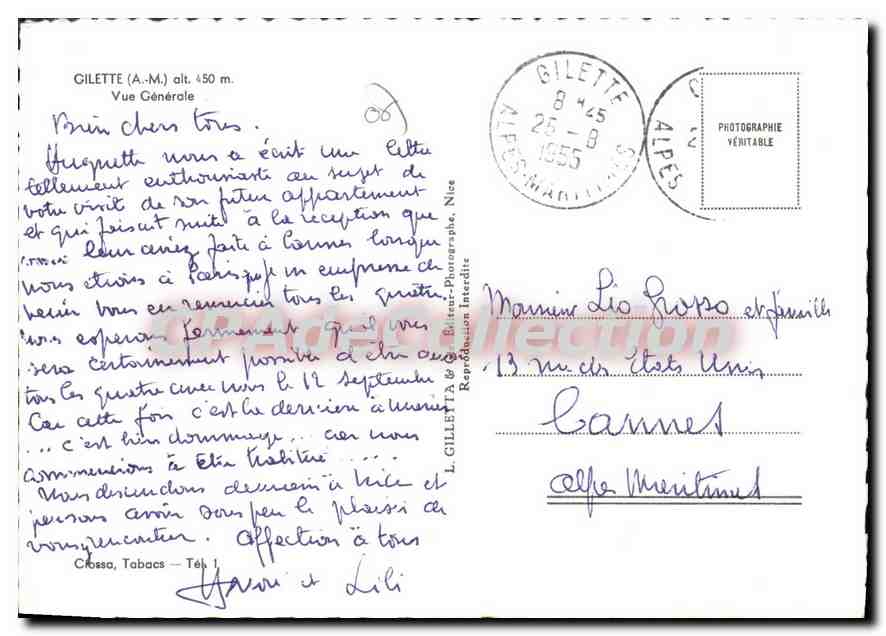 CPSM Gilette Vue Generale — Verso